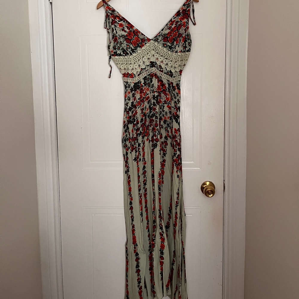 Free People Floral Maxi Dress with Lace Detail